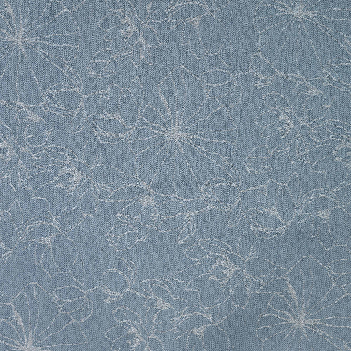 Denim Jacquard - Blomster, Lys Blå