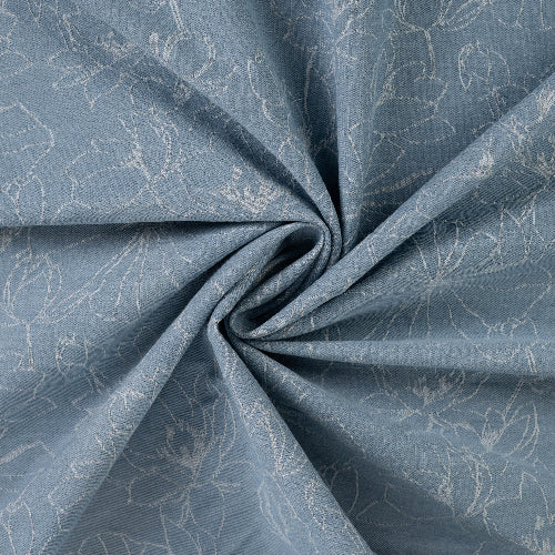 Denim Jacquard - Blomster, Lys Blå