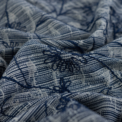 Denim Jacquard - Broderi Blomster