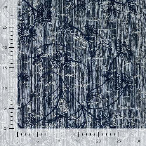 Denim Jacquard - Broderi Blomster