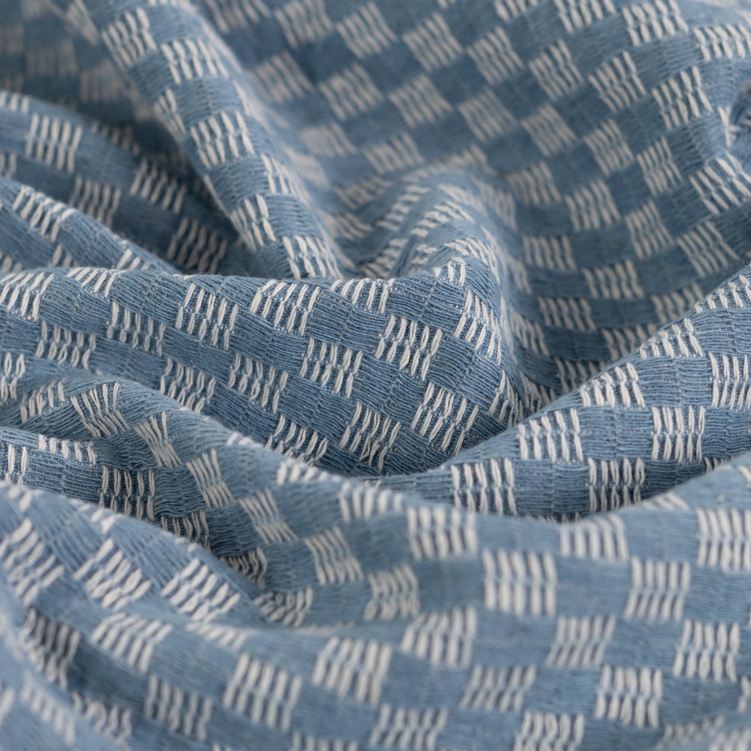 Denim Jacquard - Ruter, Lys Blå