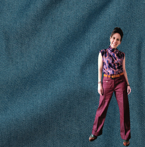 Denim/Jeans med litt Stretch - Petrol