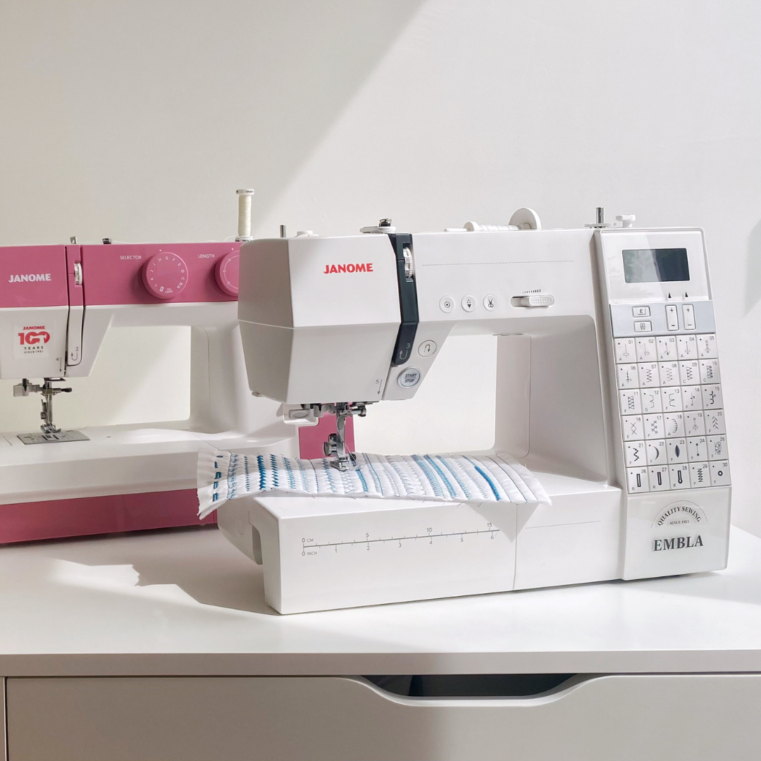 Janome Embla og Janome Modell 1522. Perfekte symaskiner for nybegynnere.