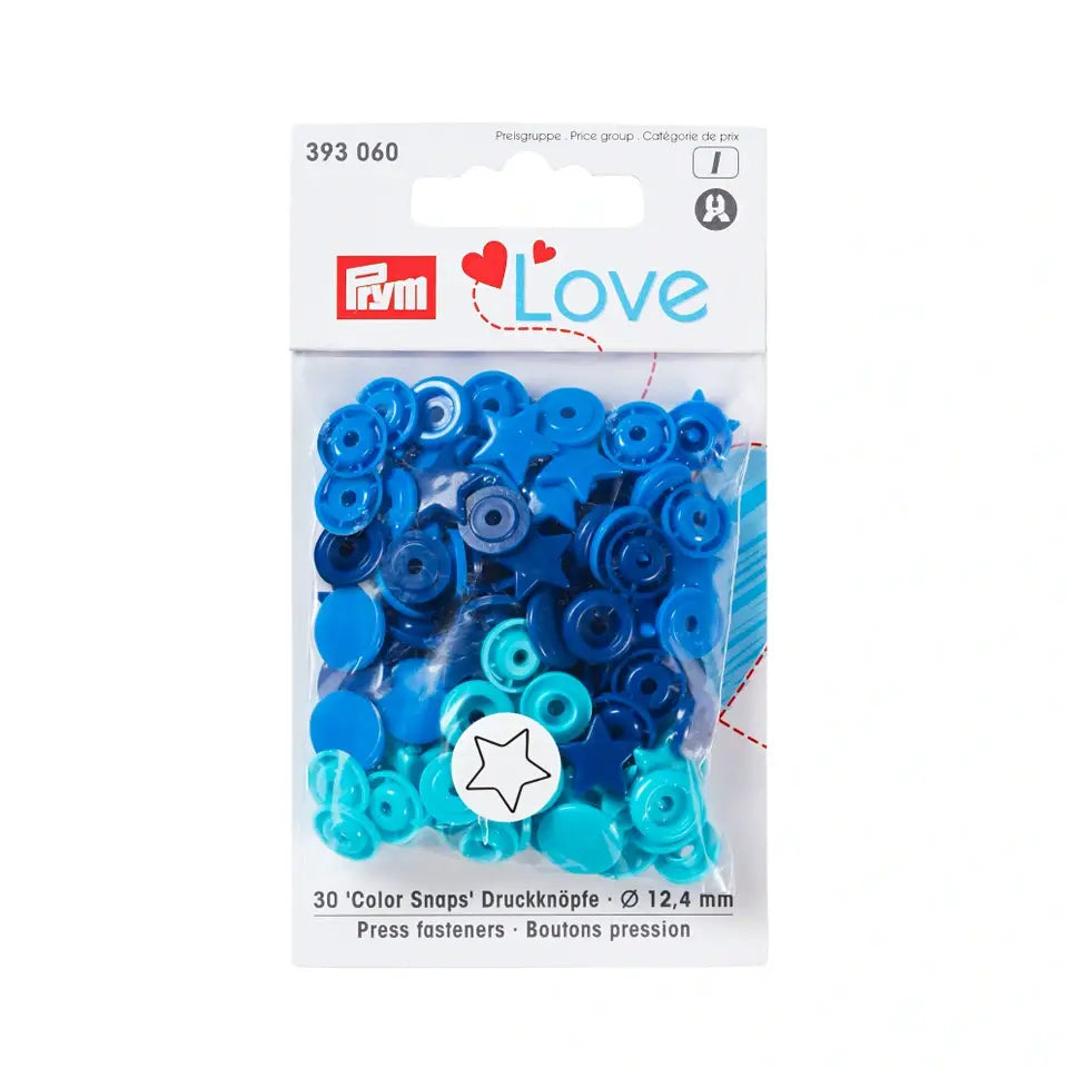 Prym Love – Trykknapper Snaps blå toner med stjerner Plast 12,4m