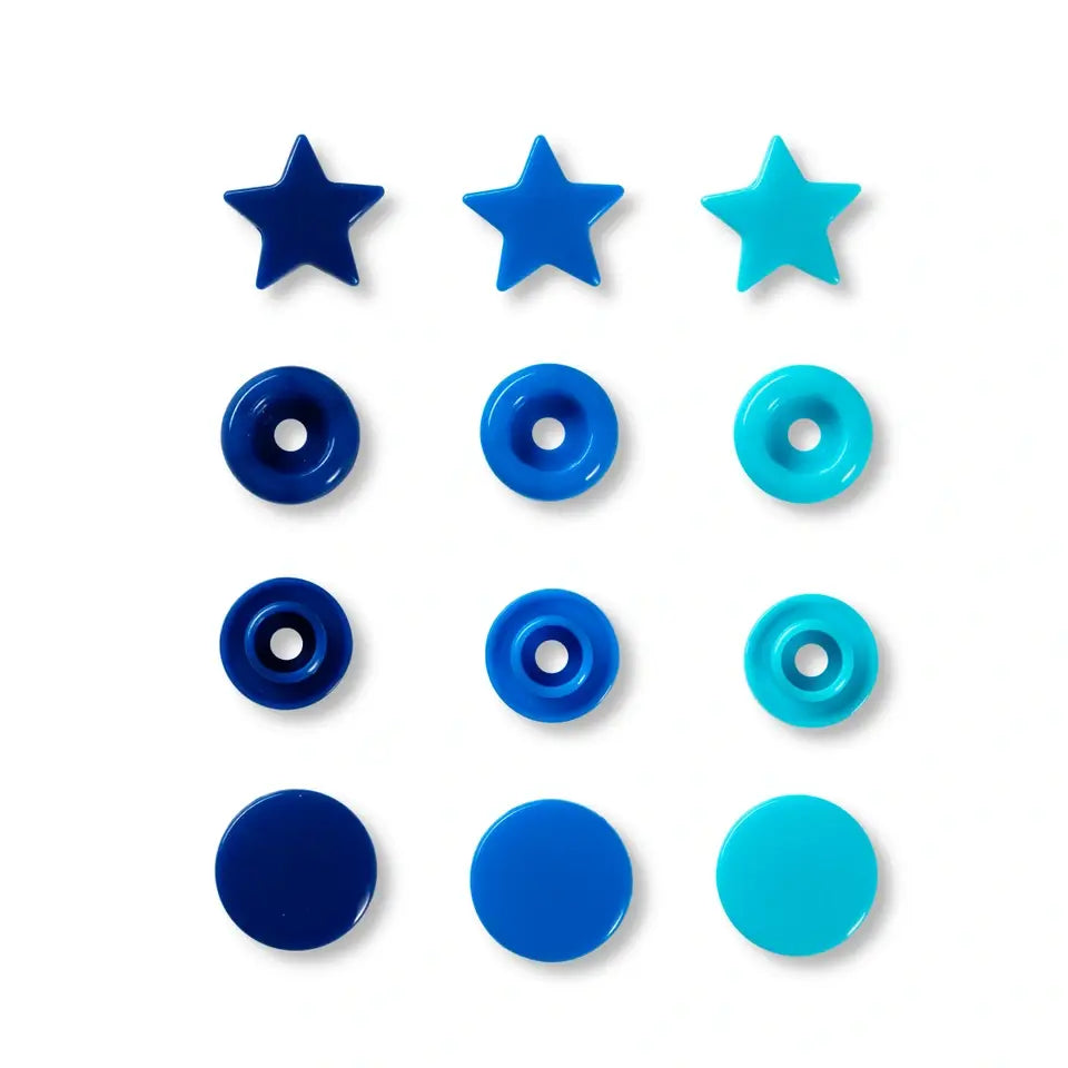 Prym Love – Trykknapper Snaps blå toner med stjerner Plast 12,4m