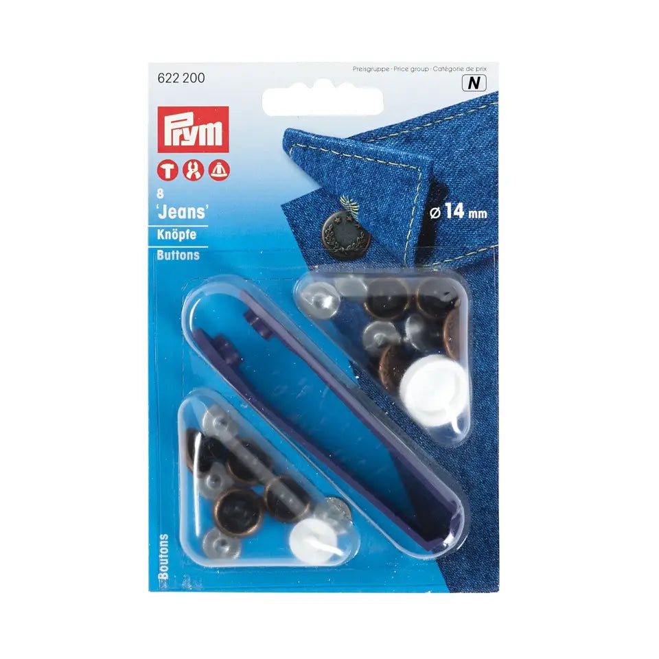 Prym jeans knapper – Antikk kobber 14mm – 8stk