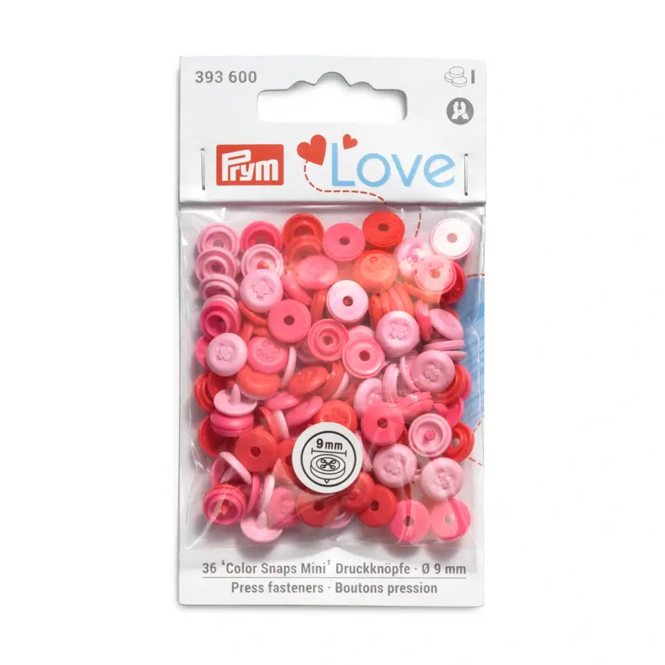 Prym Love – Trykknapper Snaps 9mm Mini, Rosa Mix