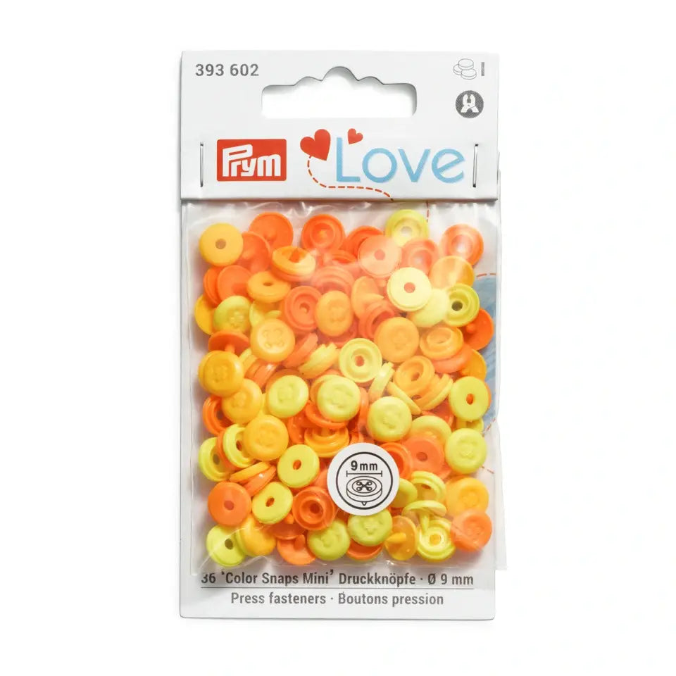 Prym Love – Trykknapper Snaps 9mm Mini, Gul Mix