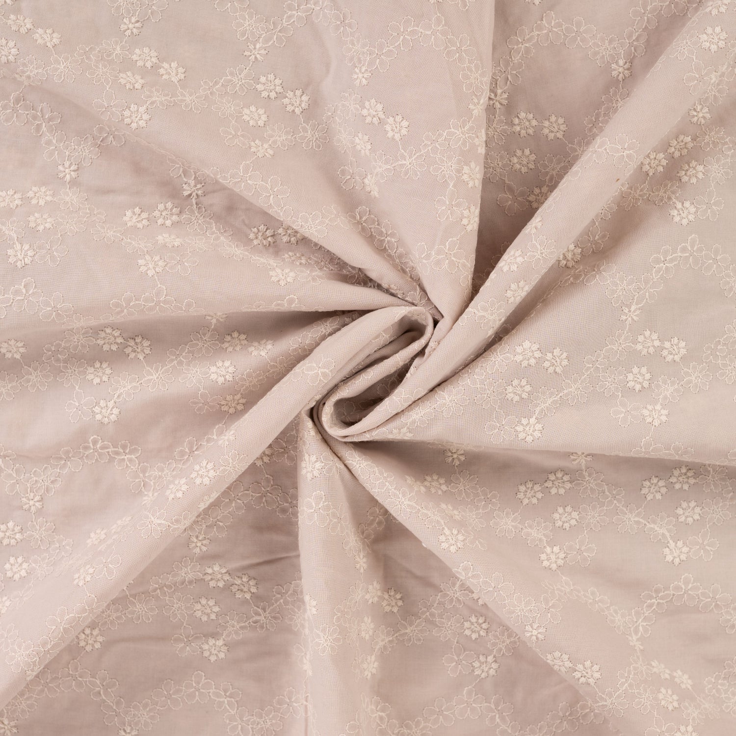 Engelsk Blonde Bomull - Blomster brodert sand