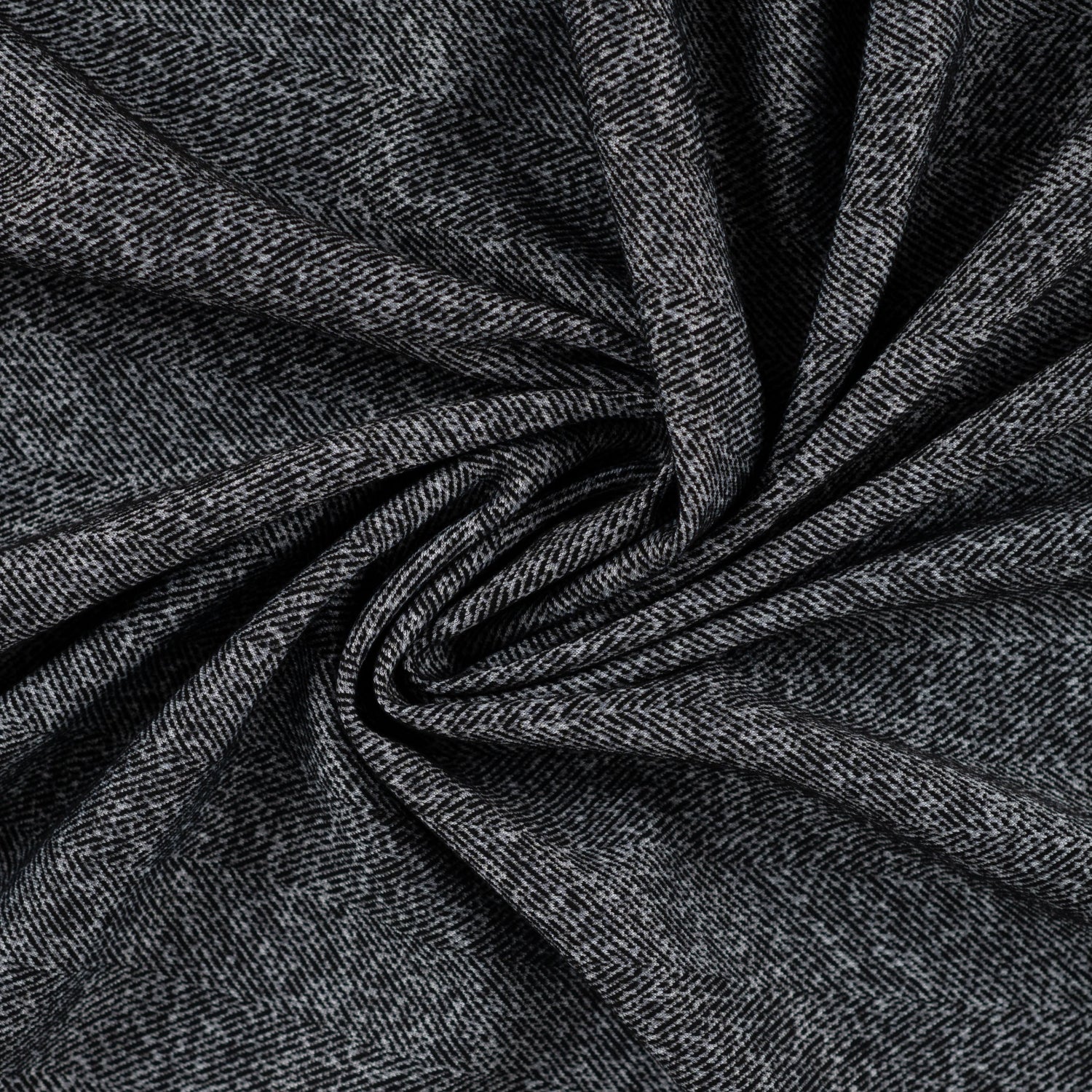Fiskebeinsmønster Børstet Jacquard -stretch - Svart