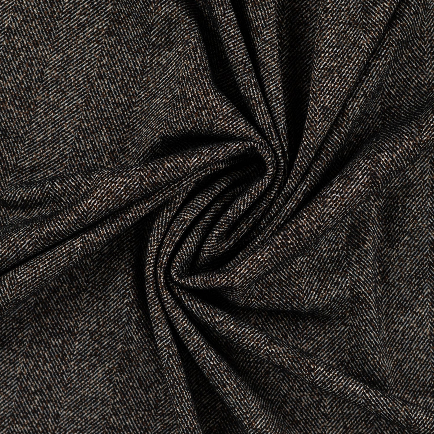 Fiskebeinsmønster Børstet Jacquard -stretch - mørk brun