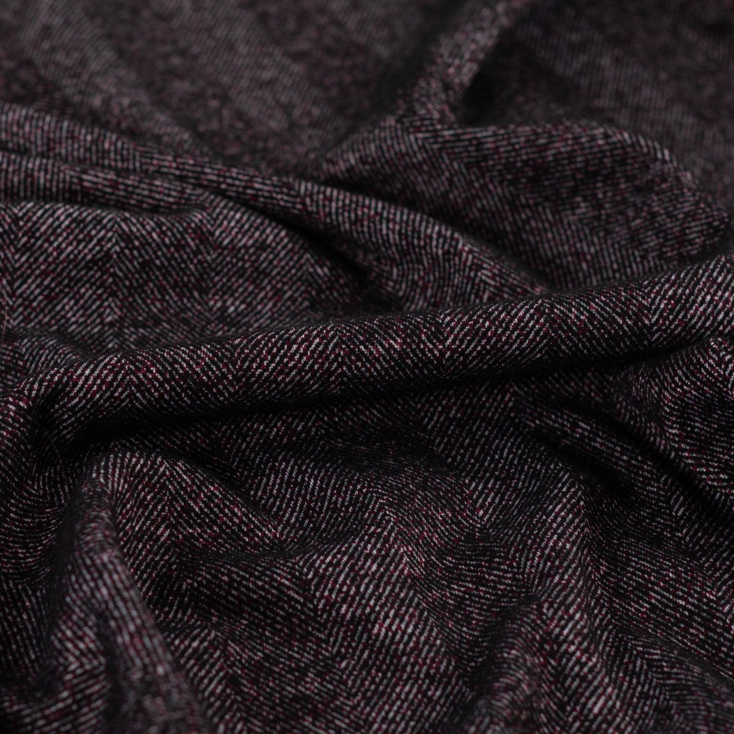 Fiskebeinsmønster Børstet Jacquard -stretch - mørk vinrød