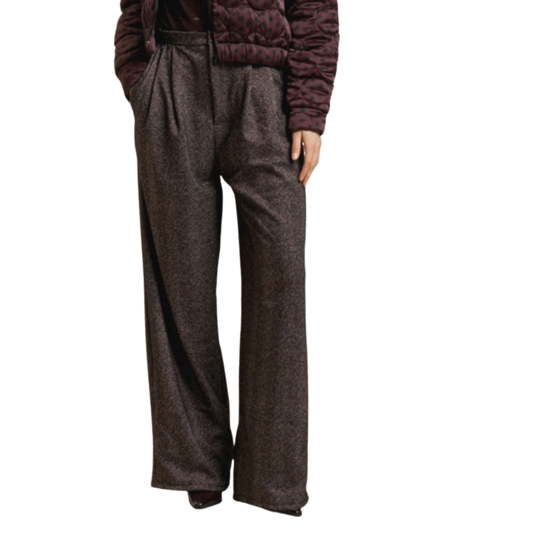 Fiskebeinsmønster Børstet Jacquard -stretch - Svart