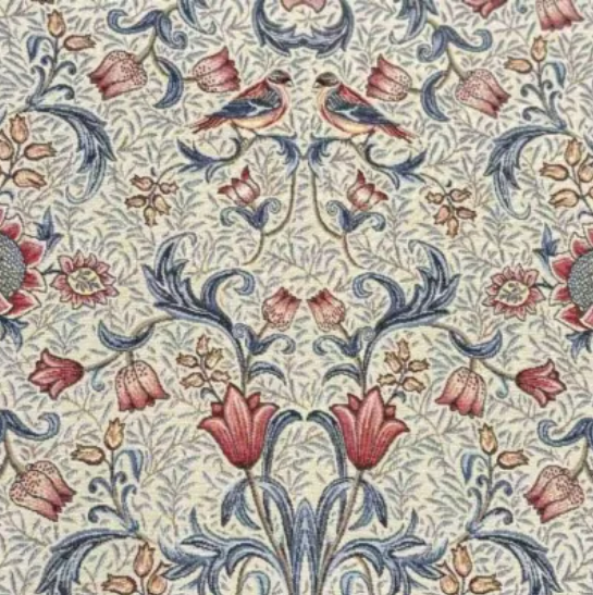 Gobelin - William Morris, blomster og fugler blå
