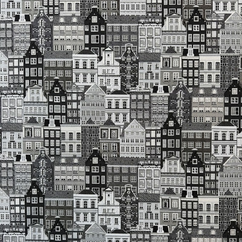 Gobelin - by hus svart og hvit