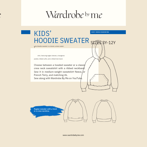 Wardrobe by Me - Hoodie Sweater Raglan Hettegenser, Barn Papirmønster