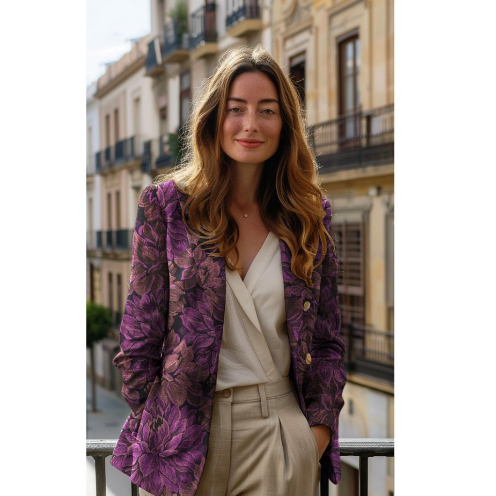 Jacquard - Blomster, Lilla