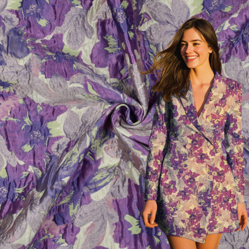 Jacquard / Brokade - Blomster Lilla