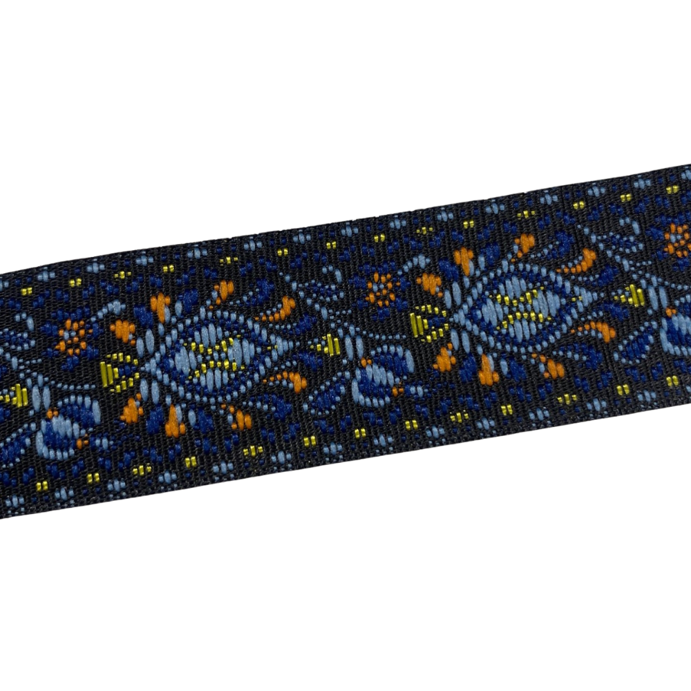 Jacquardbånd, Mørk blå og lys blå 2.5cm 