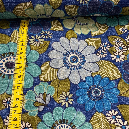 Japansk Kanvas - Denim Blomster