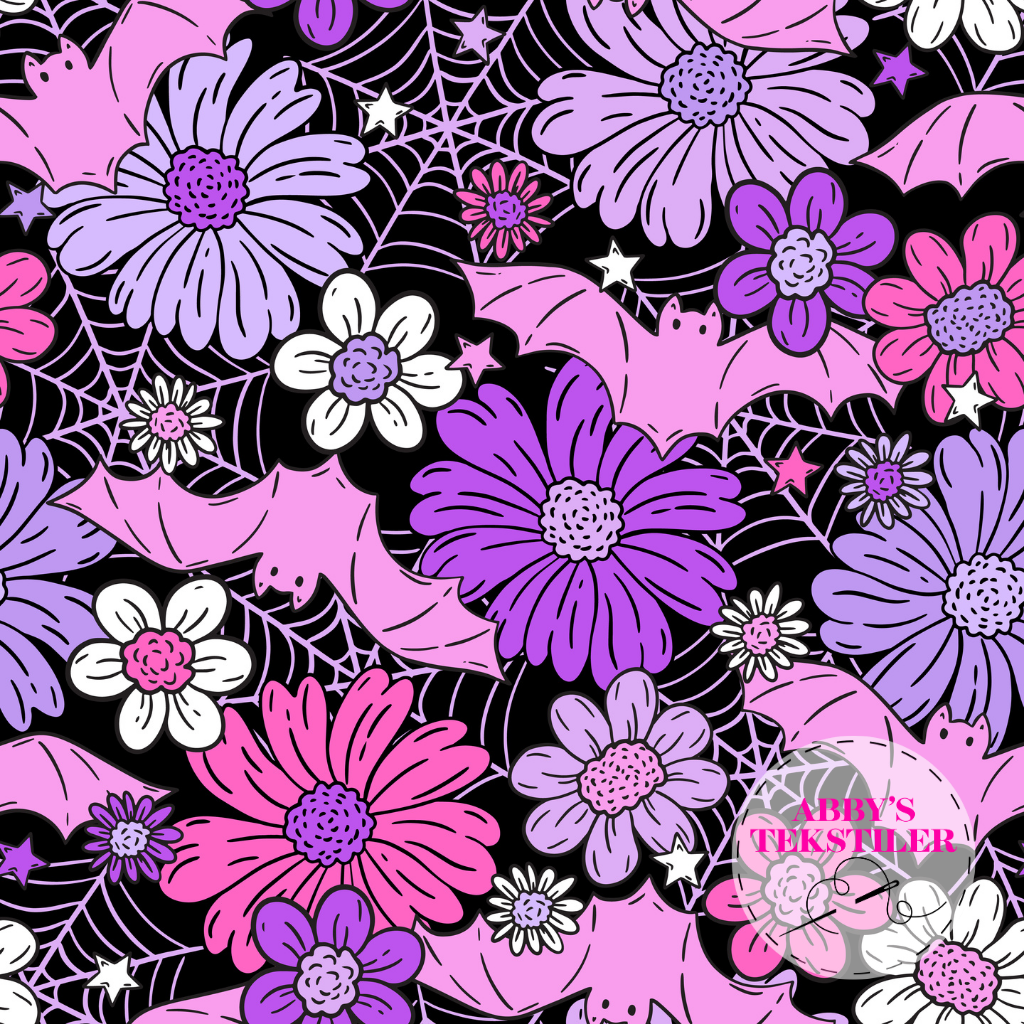 Jersey -  Halloween Blomster svart