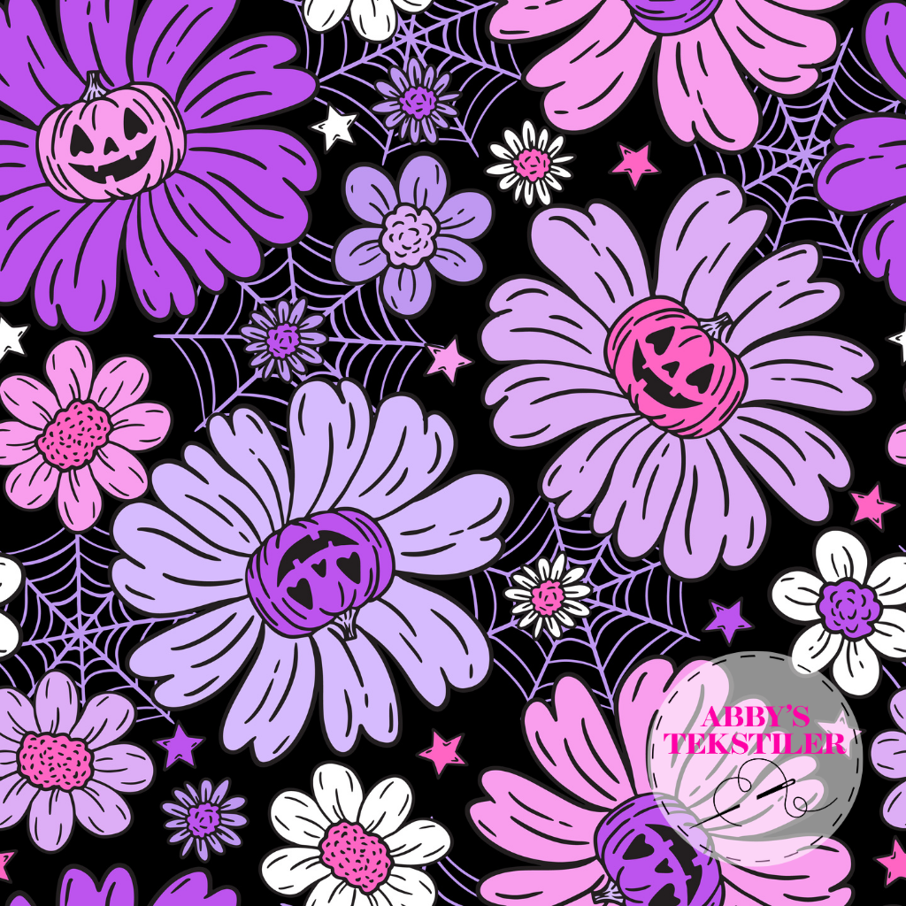 Jersey -  Halloween Gresskar Blomster svart