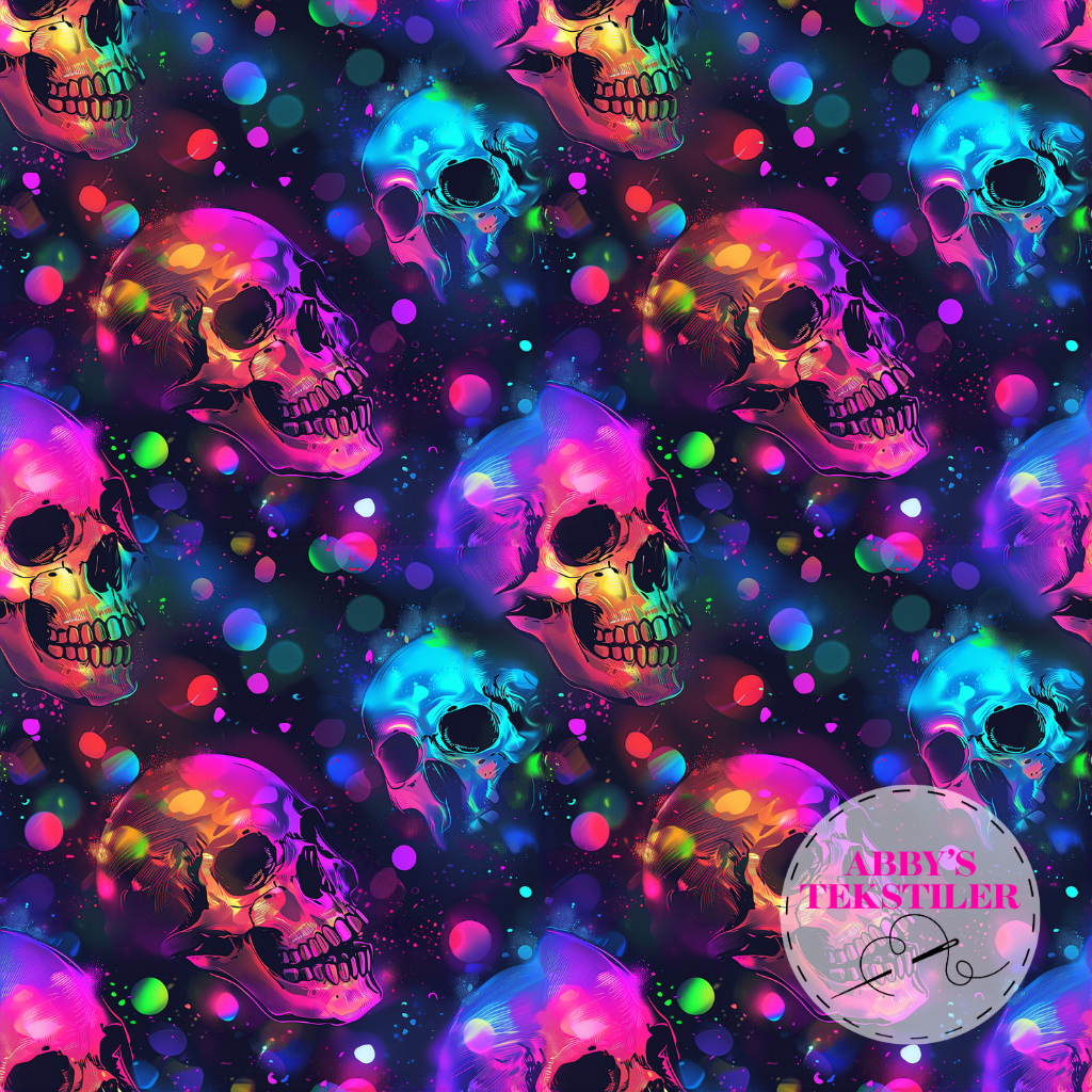 Jersey - Hodeskaller Blomster Neon