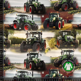 Jersey stoff - Multi grønn Traktorer