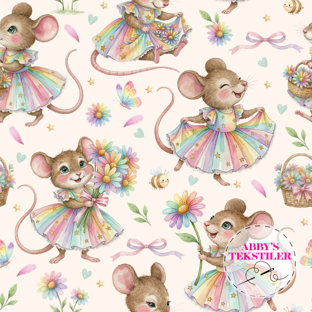 Jersey - Mus og sommerfugler offwhite