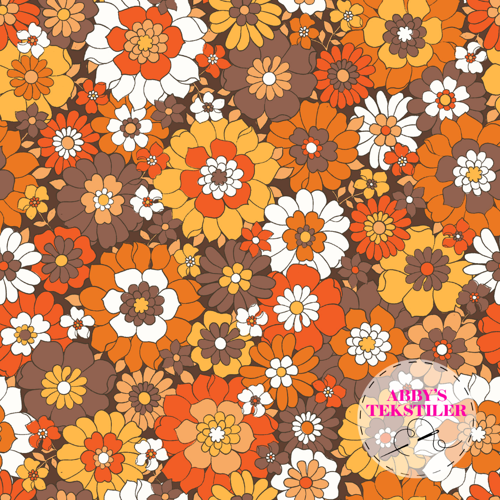 Jersey - Retro Brun blomster