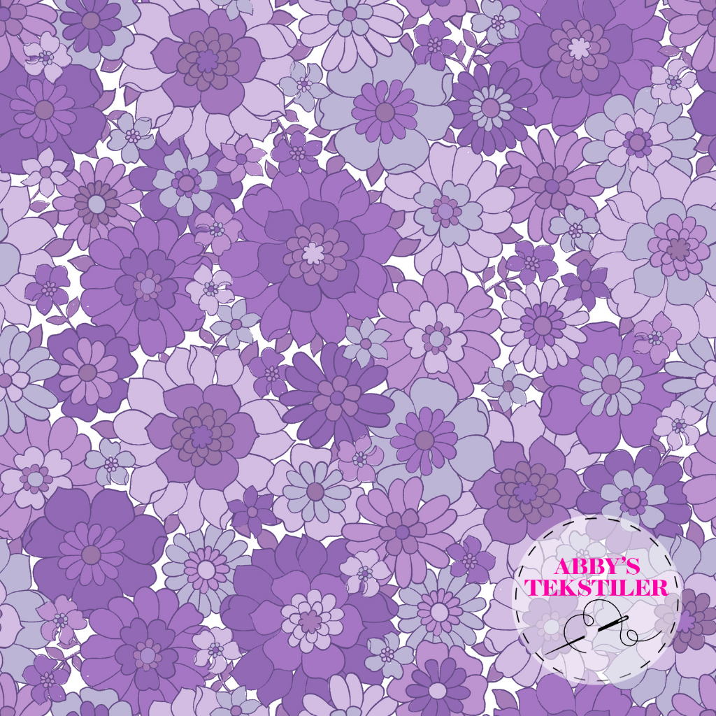 Jersey -  Retro Lilla blomster