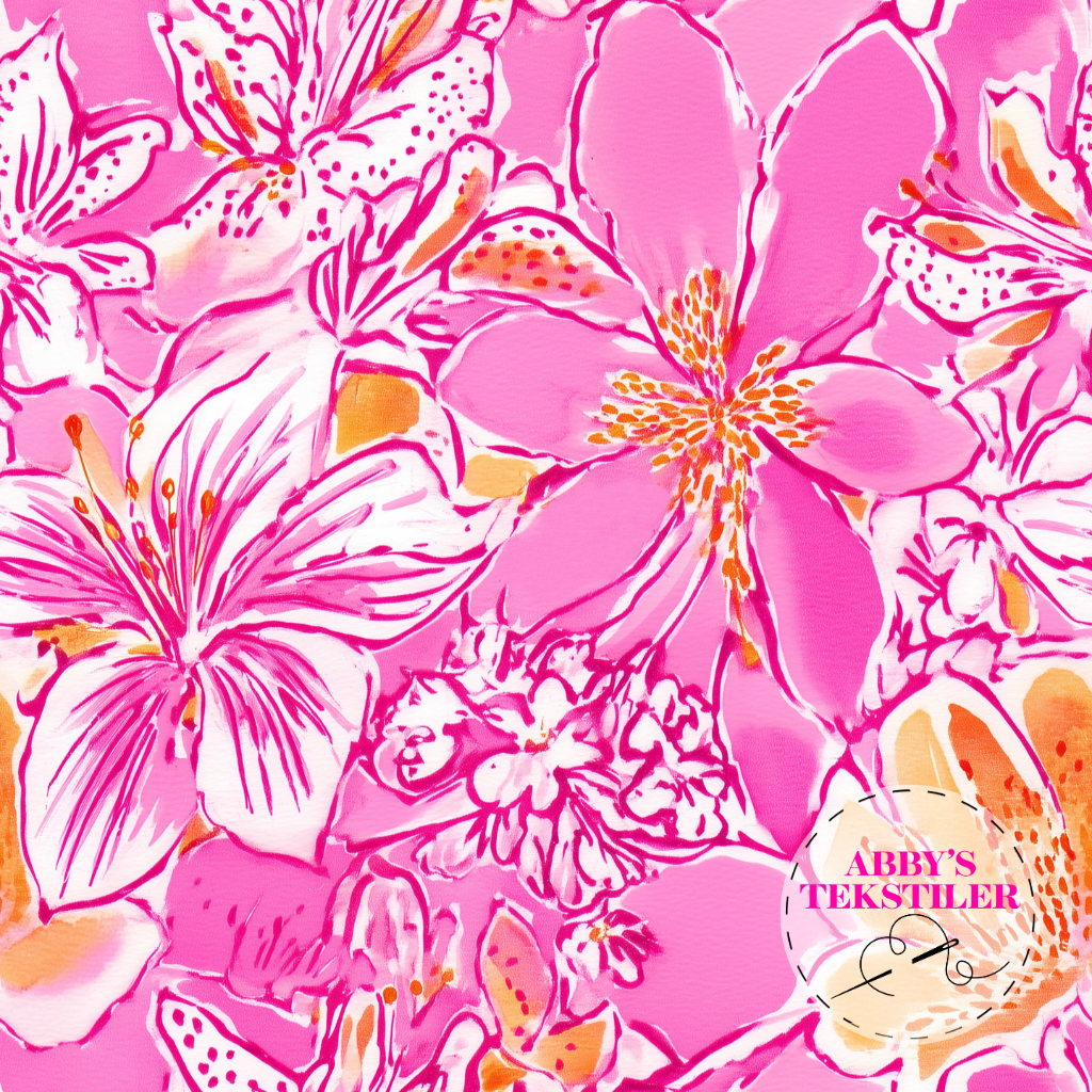 Jersey - blomster lilly rosa