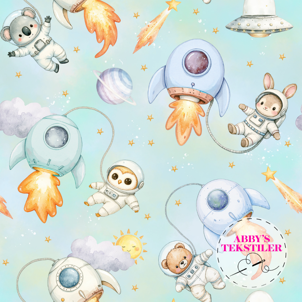 *Forhåndsbestilling* Jersey - Søt Astronaut i verdensrommet pastel mint