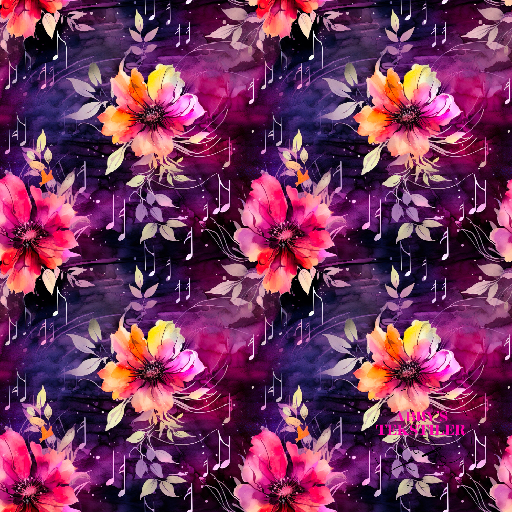 Jersey -Blomster og noter