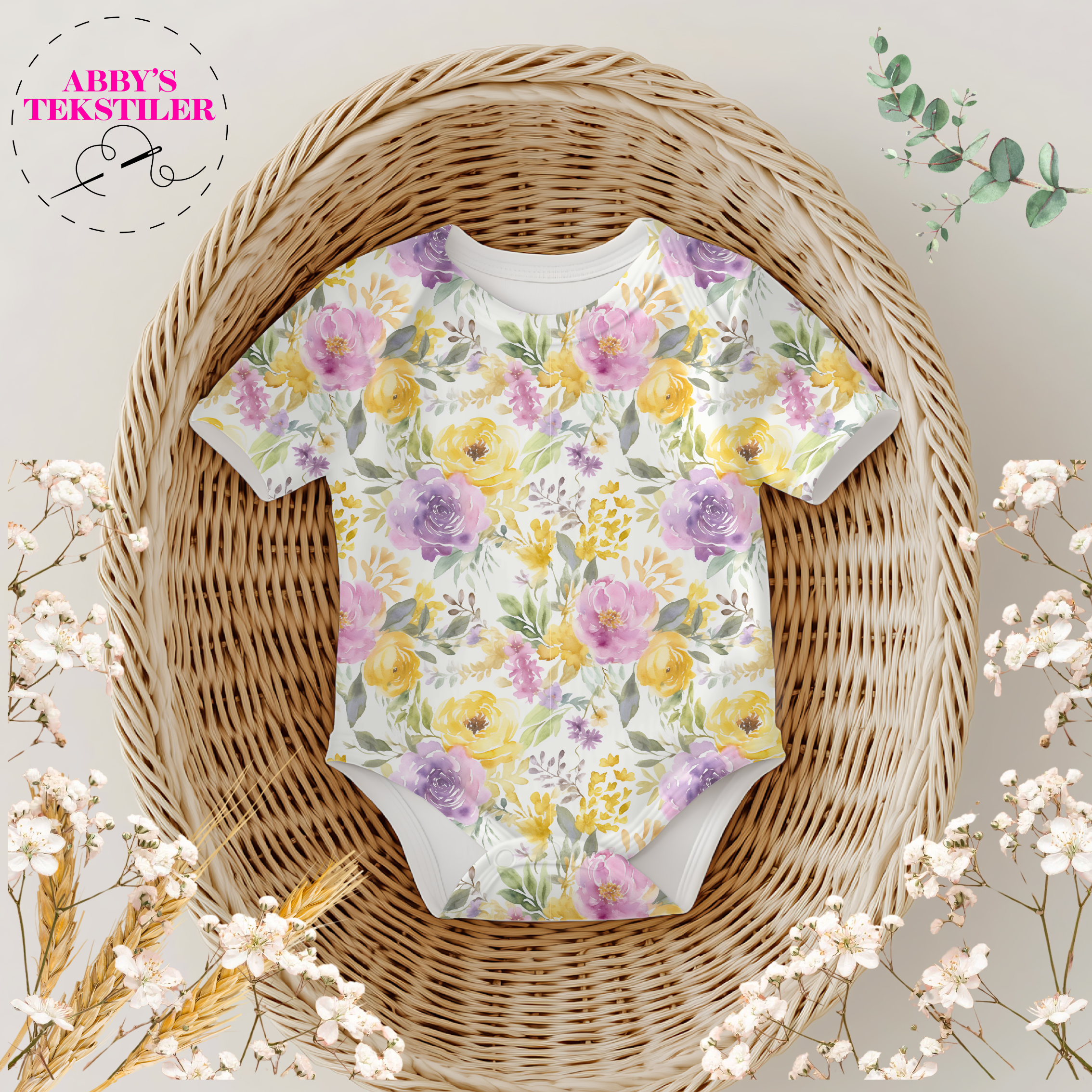 Jersey - Annabella Blomster hvit