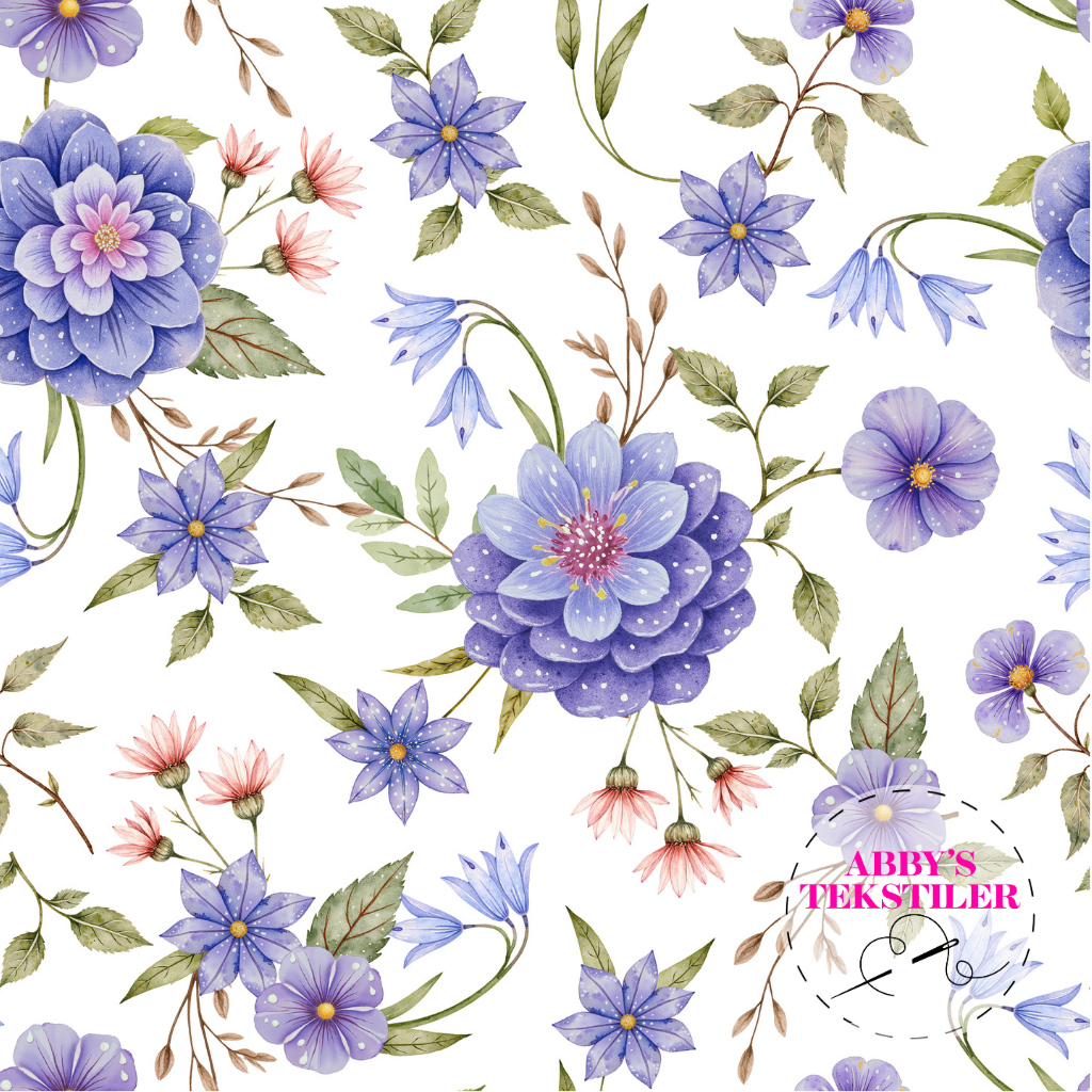 Jersey - Levendel blomster hvit