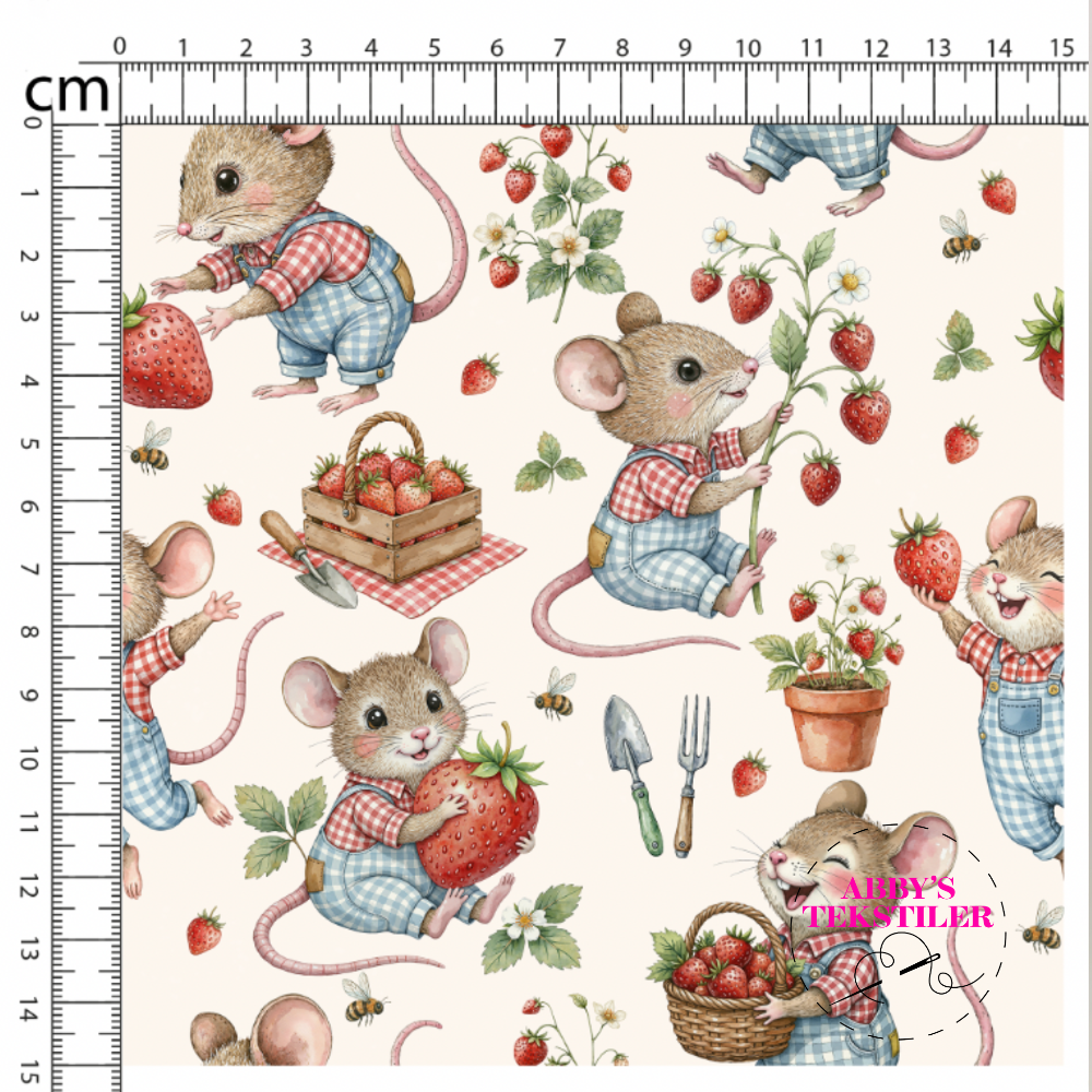 Jersey - Mus og Jordbær offwhite