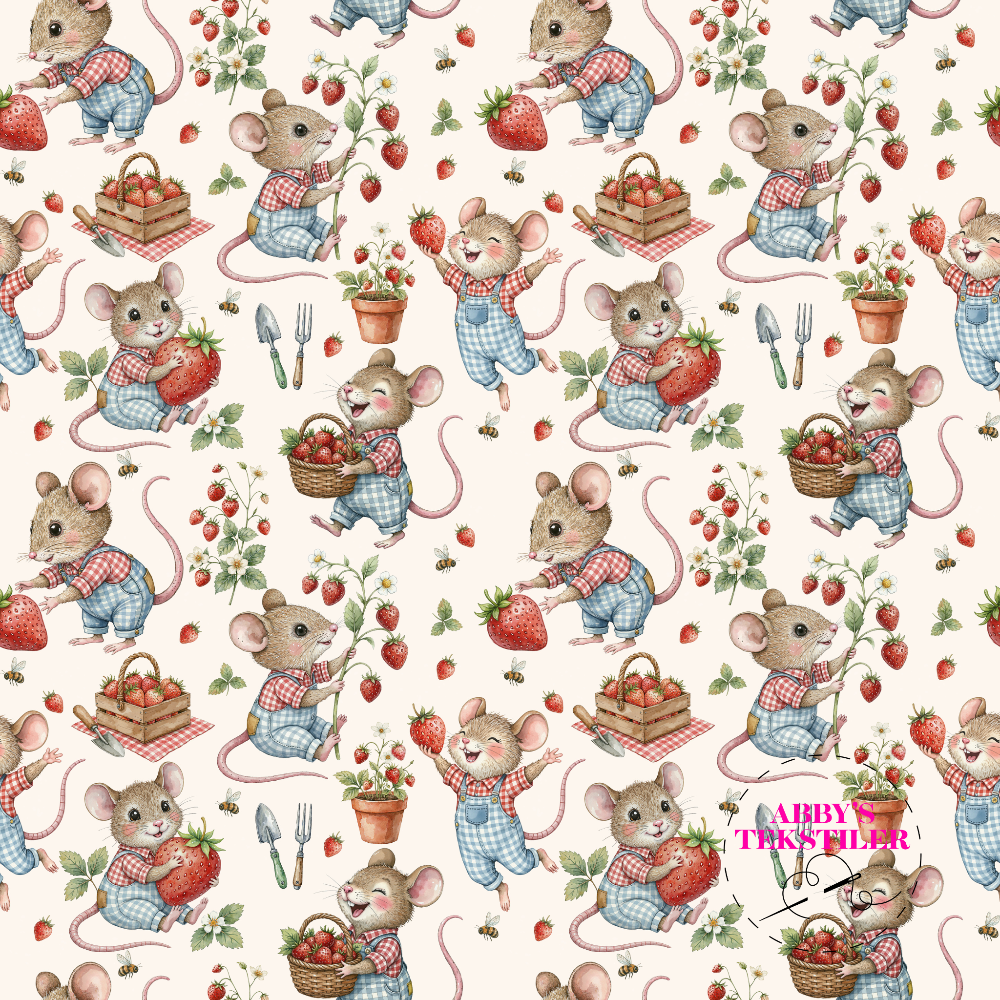 Jersey - Mus og Jordbær offwhite