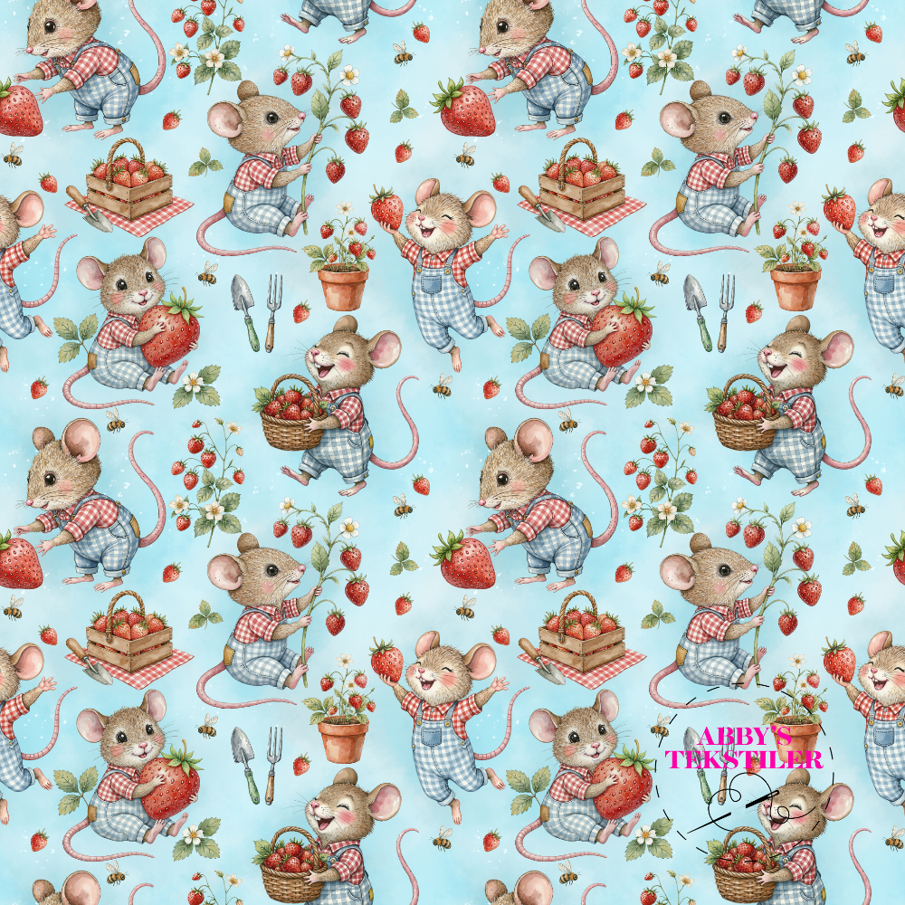 Jersey - Mus og Jordbær blå