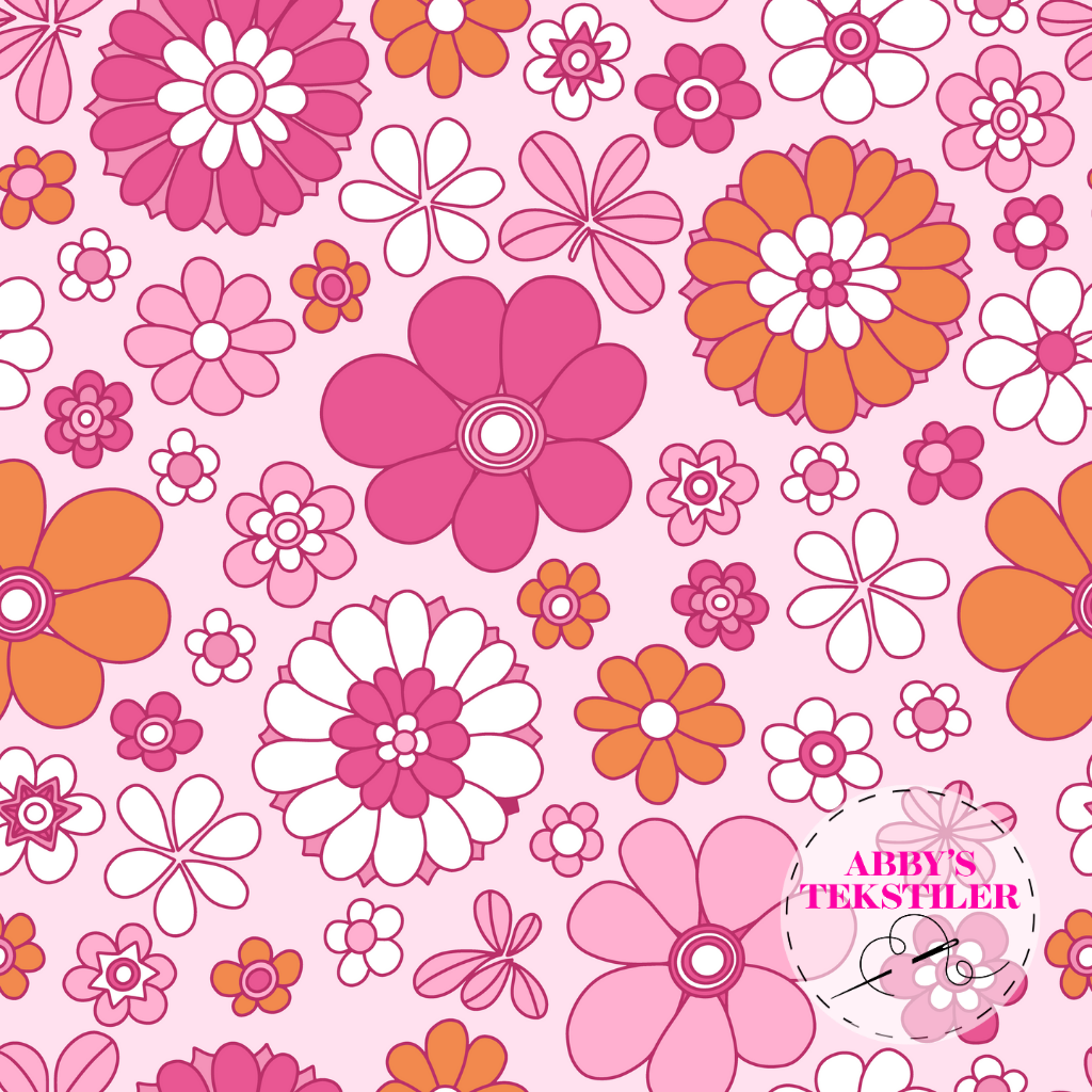 Jersey - Retro Blomster rosa