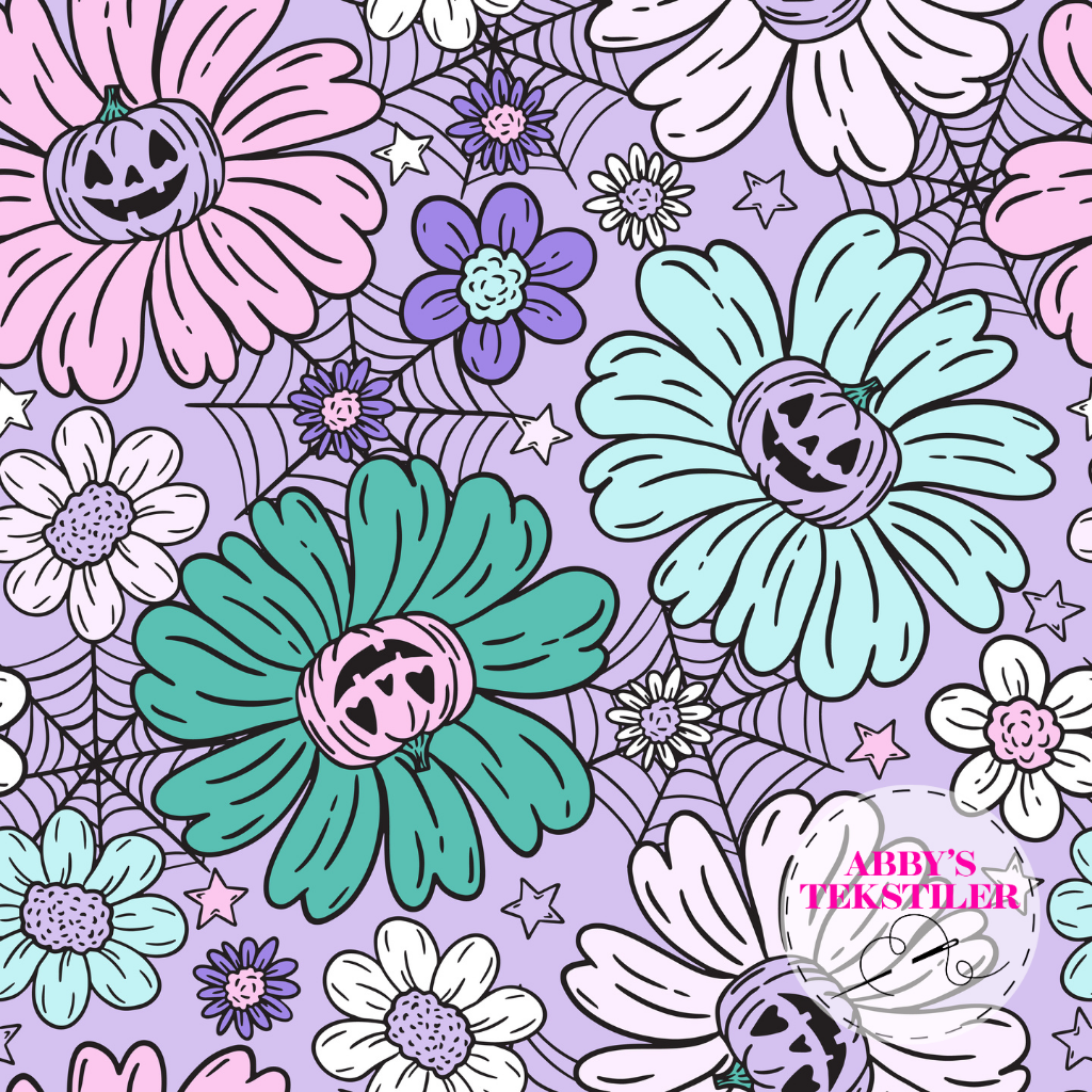 Jersey - Retro blomster Halloween pastel