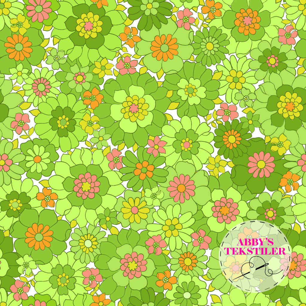 Jersey - Retro blomster grønn