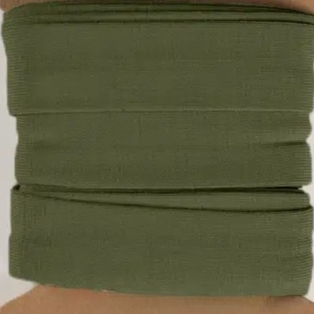 Jersey skråbånd Khaki 20mm 3meter