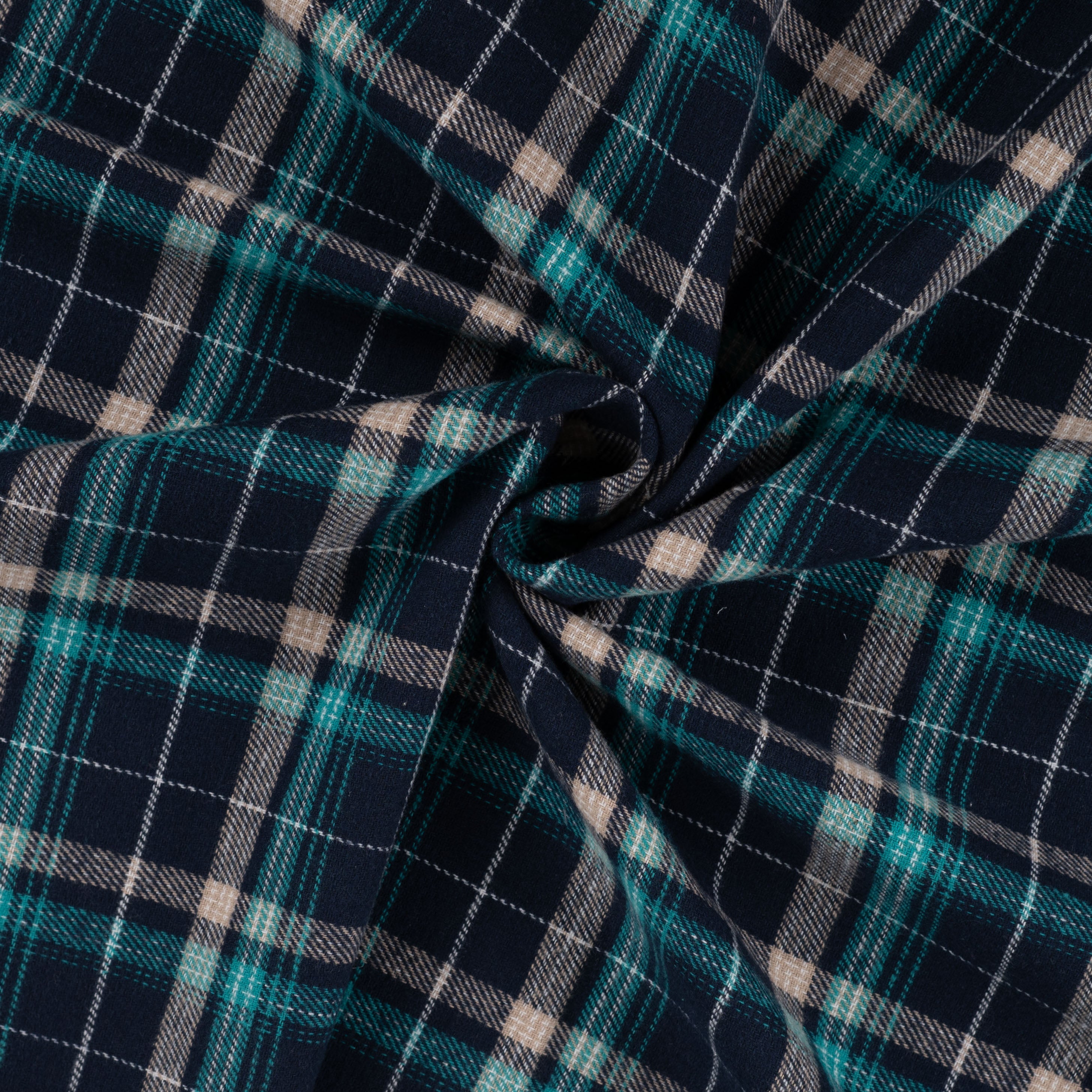 Yarn Dyed Flanell- Ruter, Grønn petrol