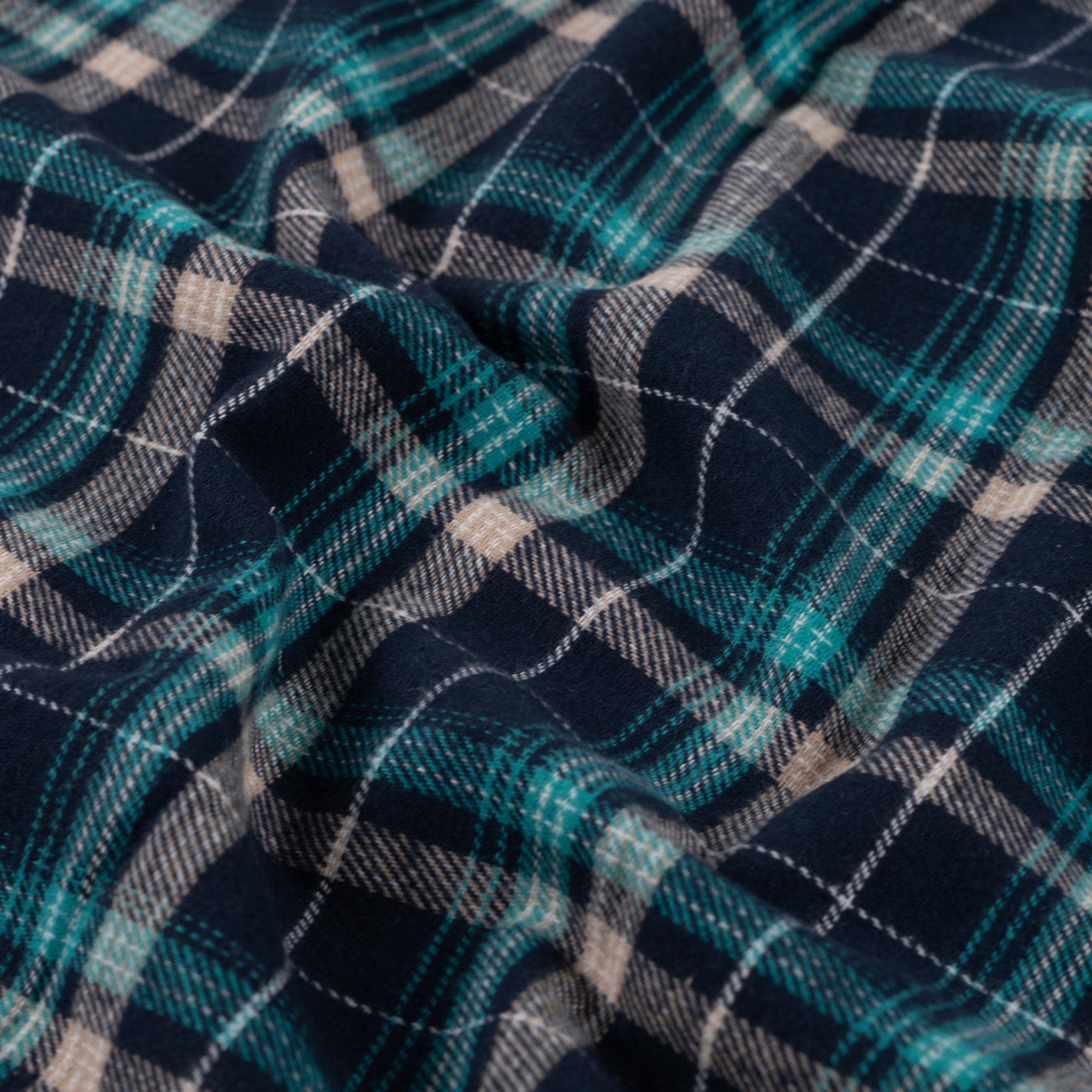Yarn Dyed Flanell- Ruter, Grønn petrol