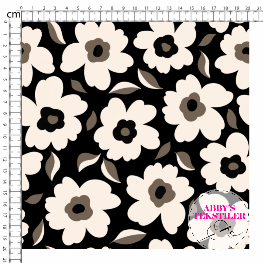 Kanvas - Pop Blomster Svart