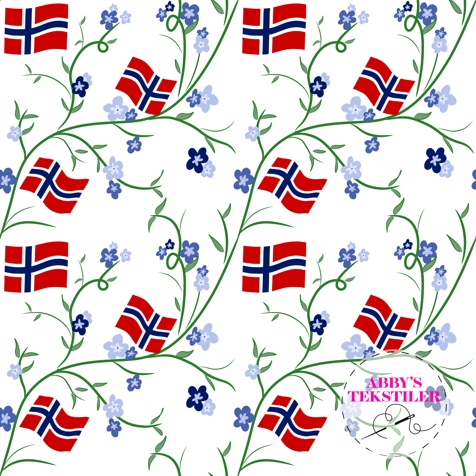 Kanvas - Norske Flagg, Offwhite