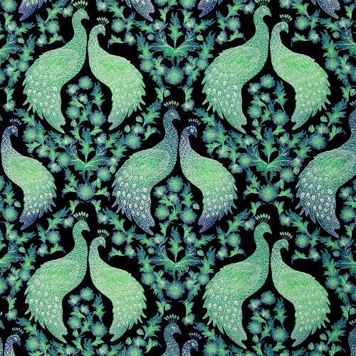 Kanvas - Peacock Wedding by Bienvenido Grønn og svart