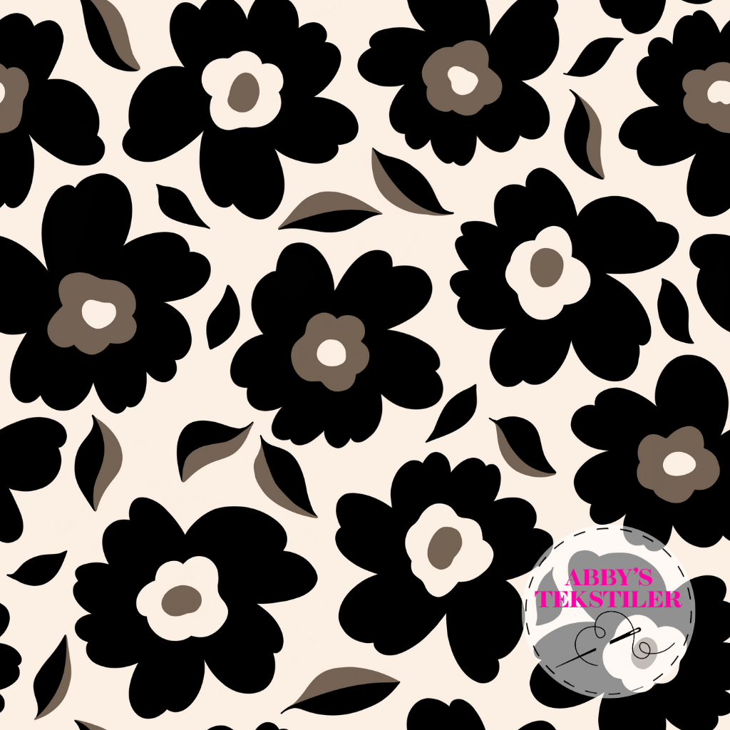 Kanvas - Pop Blomster Beige