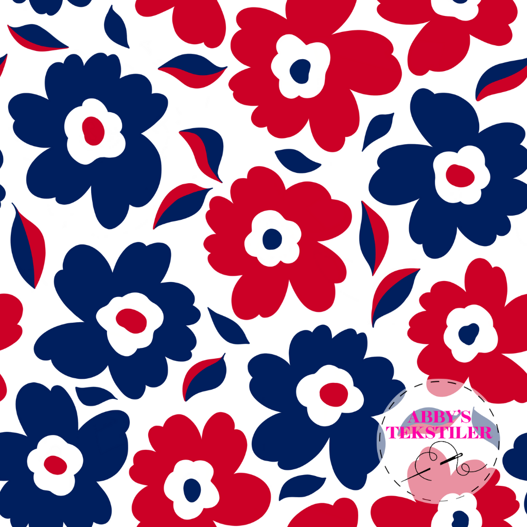 Kanvas - Pop Blomster Blå Rød